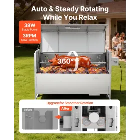VEVOR Rotisserie Grill, 38W BBQ udendørs grise- og lammesteg, kulspydsteg med 60 kg kapacitet, hjul og 4-niveaus Hei