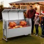 Rotisserie Grill, 38W BBQ Outdoor Pig & Lamb Spit Roaster, Charcoal Spit Roaster with 60 kg Capacity, Wheels & 4-Level Height, S