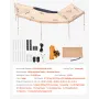 270 Degree Awning with Bulit-in LED Lights, 12.4 ㎡ Driver Side Vehicle Awning, Waterproof UV50+ Car Side Awnings, All-Weather Fr