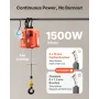 VEVOR 3-in-1 Electric Hoist Winch, 500 kg Capacity, 1500W Portable Electric Power Winch, 7.6 m Lifting Height, 5 m/min with Manu