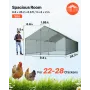 VEVOR Metal Chicken Coop, 9.8x26.2x6.5 ft Large Walk-in Chicken Runs with Cover, Spire Roof Hen House Enclosure with Security Lo
