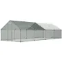 VEVOR Metal Chicken Coop, 9.8x26.2x6.5 ft Large Walk-in Chicken Runs with Cover, Spire Roof Hen House Enclosure with Security Lo