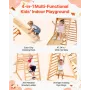 Indoor Playground Jungle Gym, 4-in-1 Wooden Indoor Playground Climbing Toys for Kids, Montessori Toddlers Climber Playset with C