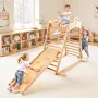 Indoor Playground Jungle Gym, 4-in-1 Wooden Indoor Playground Climbing Toys for Kids, Montessori Toddlers Climber Playset with C