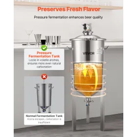 VEVOR rustfrit stål konisk gæringsbeholder, 8 Gal/30L hjemmebrygningsfermenteringstank, bryggespandfermentor med konisk bund, 3