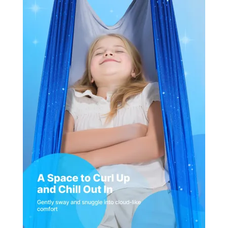 VEVOR Sensory Swing, Double-Layer Fabric Sensorys Hammock, Indoor & Outdoor Sensory Swing with 360° Swivel Hanger, O-Sling, Hold