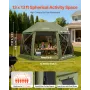 Pop up Gazebo Screen Tent, 3.96 x 3.96 m, 13-Sided Spherical Camping Canopy Tent with Removable Top & Carry Bag, Quick-Set & Bit