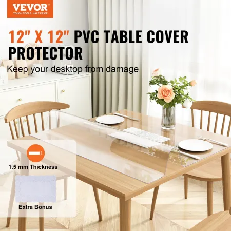 Clear Table Cover Protector, 12 "X12"/305 x 305 mm borddæksel