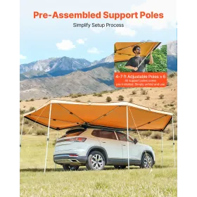 270 Degree Awning, 12.4 ㎡ Driver Side Vehicle Awning, Waterproof UV50+ Car Side Awnings with Carry Bag, All-Weather Free-Standin