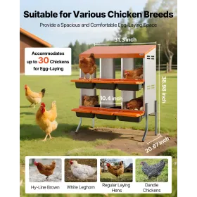Chicken Nesting Boxes, 6 Compartments, with Support Legs, Easy Egg Collection, Galvanized Steel and High-Strength Plastic, Roll 