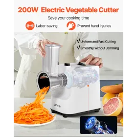 VEVOR Electric Cheese Grater Salad Maker, 200W Salad Shooter, Electric Vegetable Slicer Shredder Chopper for Fruits with 5 Attac