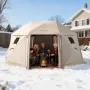 Pop up Gazebo Screen Tent, 4.57 x 4.57 m, 13-Sided Spherical Camping Canopy Tent with Removable Top & Carry Bag, Quick-Set & Bit