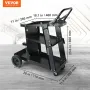 Welding Cart, 3-Tier Heavy Duty Welder Cart with 181.4kg Weight Capacity, 360° Swivel Wheels, Tank Storage Safety Chains, Rollin