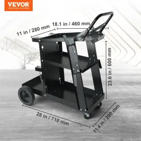 Welding Cart, 3-Tier Welder Cart Heavy Duty with 400 Lbs Weight Capacity, 360Â° Swivel Wheels, Tank Storage Safety Chains,