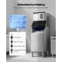 VEVOR Commercial Ice Maker Machine, 136KG/24H Ice-Making Machine with 136KG Stainless Steel Storage Bin, Auto Self-Cleaning Ice 