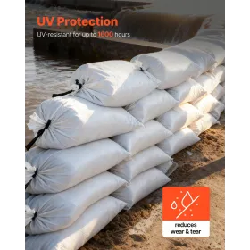 VEVOR Empty Sandbags, 100 Packs 40 x 66 cm, Heavy Duty Sand Bags Sacks with Ties, 22.6kg Capacity Woven Polypropylene Sandbags, 
