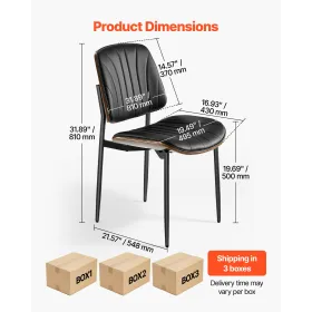 VEVOR Moderne Spisestue Accent Stole Sæt med 6, polstret læder sidestol til spiseborde, pladsbesparende køkkenbord Ch