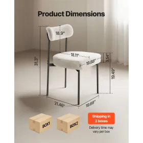 VEVOR Boucle Spisestuestole Sæt med 6, Mid Century Modern Sherpa Accent Stole, polstret sidestol til spisebord, pladsbesparende