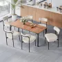 VEVOR Boucle Dining Chairs Set of 6, Mid Century Modern Sherpa Accent Chairs, Upholstered Side Chair for Dining Table, Space-Sav