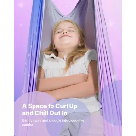 Sensory Swing, Double-Layer Fabric Sensorys Hammock, Indoor & Outdoor Sensory Swing with 360° Swivel Hanger, O-Sling, Holds up t