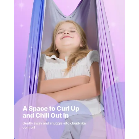 Sensory Swing, Double-Layer Fabric Sensorys Hammock, Indoor & Outdoor Sensory Swing with 360° Swivel Hanger, O-Sling, Holds up t
