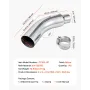 VEVOR Elbow Exhaust Tip, 101.6mm Inlet, 152.4mm Outlet, 584mm Overall Length, Chrome Turn Down Exhaust Tip with Clamp for Truck/