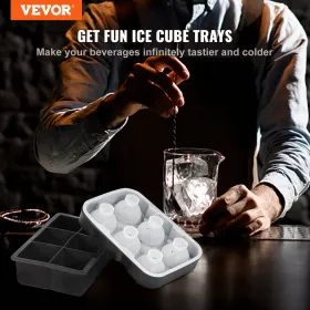 Ice Ball Maker Silicone Ice Cube Tray with Lid 2 Packs Whiskey Cocktail