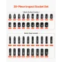 VEVOR 1/2 in Drive Impact Socket Set, 39 Piece, 6 Point Deep & Shallow Impact Sockets, Metric 9 to 30 mm, Cr-V Steel High Durabi