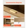 6 Drawer Rattan Dresser, Double Dresser for Bedroom, Natural Rattan Chest of Drawer with Metal Handle, Modern Wood Chest Clothin
