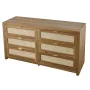 6 Drawer Rattan Dresser, Double Dresser for Bedroom, Natural Rattan Chest of Drawer with Metal Handle, Modern Wood Chest Clothin