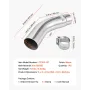 VEVOR Elbow Exhaust Tip, 127mm Inlet, 152.4mm Outlet, 584mm Overall Length, Chrome Turn Down Exhaust Tip with Clamp for Truck, S