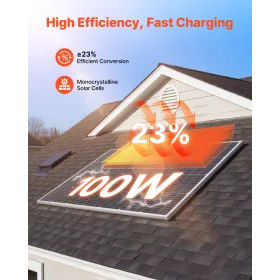 VEVOR 2PCS 100W Monocrystalline Solar Panels, 23% High-Efficiency Mono PV Module with Stable MC4 Output & Aluminum Frame, IP65 W