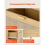 6 Drawer Rattan Dresser, Double Dresser for Bedroom, Natural Rattan Chest of Drawer with Metal Handle, Modern Wood Chest Clothin