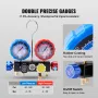 4 Way AC Gauge - AC Manifold Gauge Set for R134A R22 R12 R410A Refrigerant, Freon Gauges with 152.4 cm Hoses, Couplers, Can Tap 