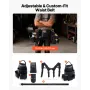Tool Belt, 19 Pockets Tool Pouch with Suspenders for Men, Heavy Duty Adjustable Utility Belt Work Bag Detachable Suspension Rig 