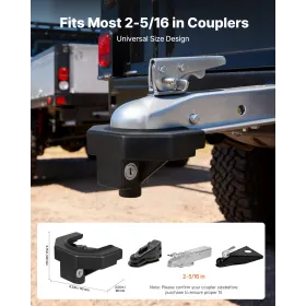 VEVOR anhængertræk låsesæt, kompatibel med 58,7 mm koblinger, kraftig anti-tyveri anhænger kuglelås med 3 nøgler & hængelås, P