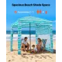 Beach Cabana, 1.83 x 1.83 m Beach Canopy with Side Wall, UPF 50+ Protection Easy Setup Cabana Tent with Sand Pockets, Portable S