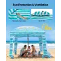 Beach Cabana, 1.83 x 1.83 m Beach Canopy with Side Wall, UPF 50+ Protection Easy Setup Cabana Tent with Sand Pockets, Portable S