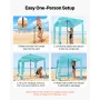 VEVOR Beach Cabana, 1,83 x 1,83 m strandhytte med sidevæg, UPF 50+ beskyttelse Nem opsætning Cabana telt med sandlommer, port