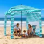 Beach Cabana, 1.83 x 1.83 m Beach Canopy with Side Wall, UPF 50+ Protection Easy Setup Cabana Tent with Sand Pockets, Portable S