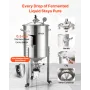 VEVOR Stainless Steel Conical Fermenter, 16 Gal/60L Home Brewing Fermenation Tank, Brew Bucket Fermentor with Conical Bottom, 3 