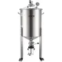 Stainless Steel Conical Fermenter, 16 Gal/60L Home Brewing Fermenation Tank, Brew Bucket Fermentor with Conical Bottom, 3 Caster