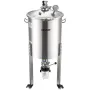Stainless Steel Conical Fermenter, 16 Gal/60L Home Brewing Fermenation Tank, Brew Bucket Fermentor with Conical Bottom, 3 Caster