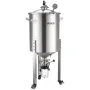 Stainless Steel Conical Fermenter, 16 Gal/60L Home Brewing Fermenation Tank, Brew Bucket Fermentor with Conical Bottom, 3 Caster
