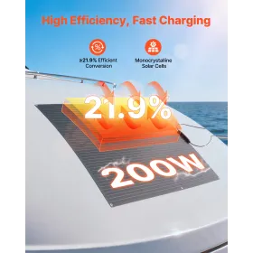 VEVOR fleksibelt solpanel, 200 W semi-fleksibelt bøjeligt monokrystallinsk solpanel, 21,9 % effektivitet mono off-grid oplader