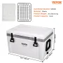 Insulated Portable Cooler, 52 qt, Holds 50 Cans, Ice Retention Hard Cooler with Heavy Duty Handle, Ice Chest Lunch Box for