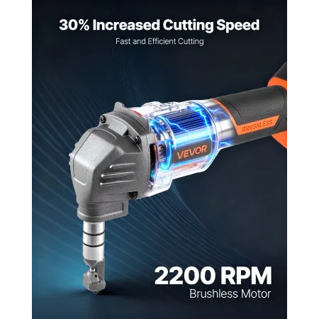 VEVOR Cordless Metal Nibbler, with 20 V 4000 mAh Battery, 2200 RPM Efficient Brushless Motor, Electric Nibbler Metal Cutter with