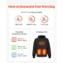 VEVOR Heated Jacket Hoodie for Men Women, Heated Sweatshirt Unisex Full-Zip with 7.4V 16000mAh Power Bank Pack, 5 Heating Zones,