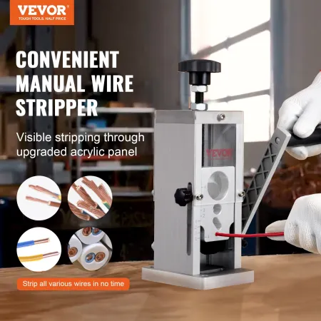 Manual Wire Stripping Machine, 1.5mm-40mm Copper Stripper with Hand Crank or Drill Powered, Visible Stripping Depth Reference, P