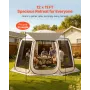 Screen House Tent, 3660 x 3380 x 2300 mm, 10-12 Person Pop Up Screen Tent with Extended Awning, Portable Screened in Canopy with